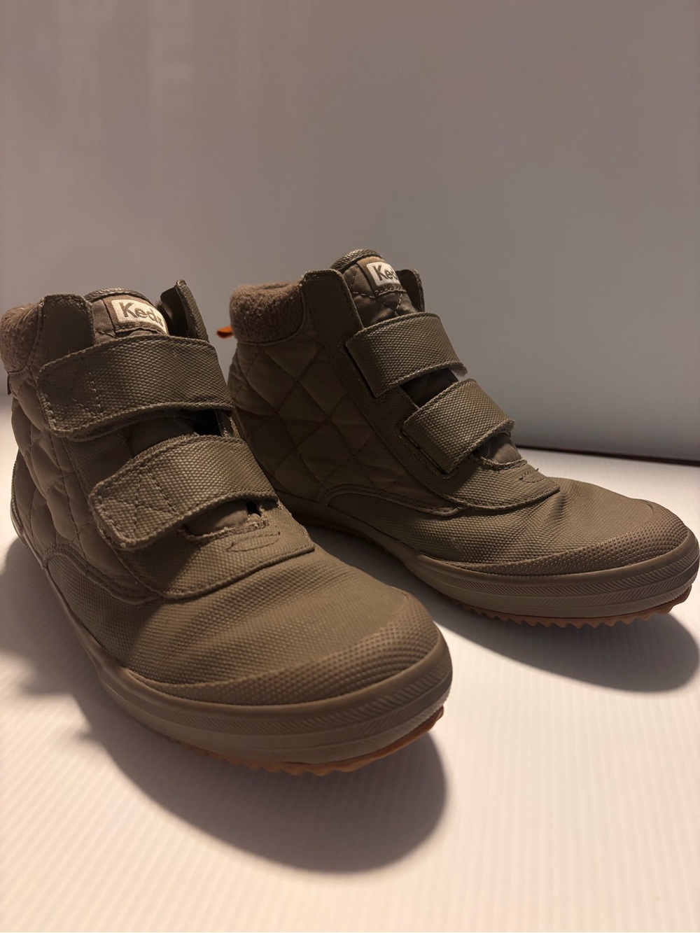 Keds Taupe Quilted High Top Double Strap Sneaker Boots Sz 7 WF63096